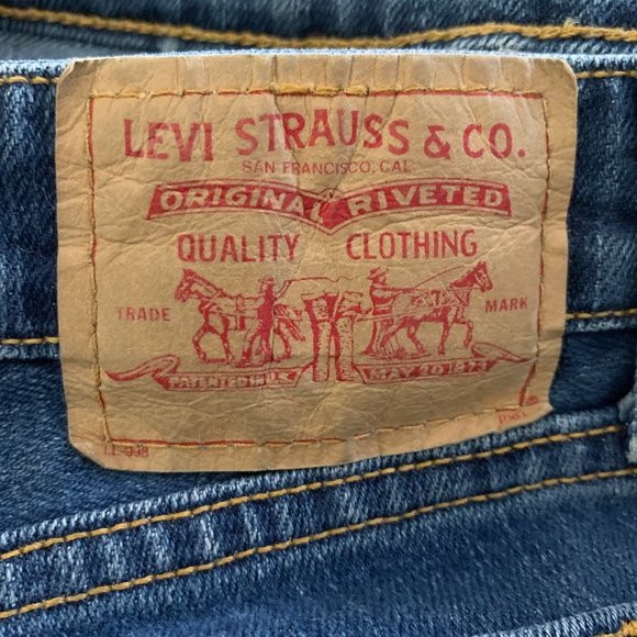 Levi's High Rise Blue Jean Denim Shorts Red Tab Juniors Size 5 - Picture 6 of 8